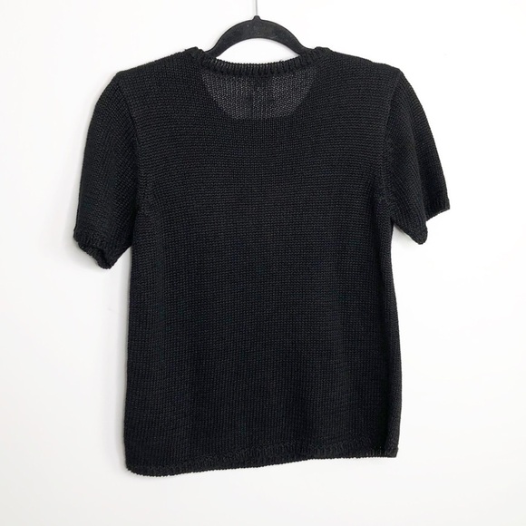 J M collections vintage graphic image petite black knit sweater - Picture 2 of 8